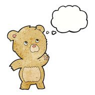 cartoon curious teddy bear with thought bubble N3