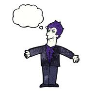 cartoon vampire man with open arms thought bubble N11