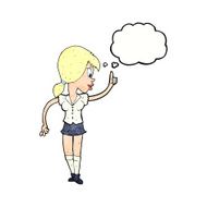 cartoon girl with idea thought bubble N20