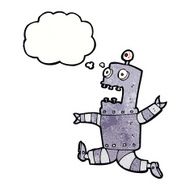 cartoon terrified robot with thought bubble N11