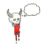 cartoon spooky halloween skull with thought bubble N11