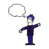 cartoon vampire man with thought bubble N121
