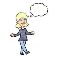 cartoon woman with no worries thought bubble N37