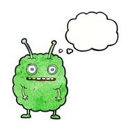 cartoon funny alien monster with thought bubble N10