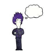 cartoon vampire man with thought bubble N122