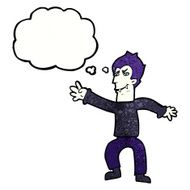 cartoon vampire man with thought bubble N123
