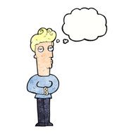 cartoon arrogant man with thought bubble N10