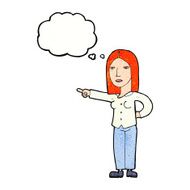cartoon woman pointing with thought bubble N223