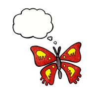 cartoon butterfly with thought bubble N3