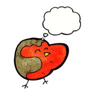 cartoon robin with thought bubble N40