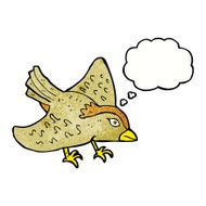 cartoon garden bird with thought bubble N39