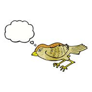 cartoon garden bird with thought bubble N40