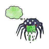 cartoon gross halloween spider with thought bubble N19