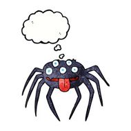 cartoon gross halloween spider with thought bubble N20