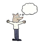 cartoon werewolf with thought bubble N29