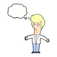 cartoon bored man with thought bubble N39