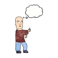 cartoon tough man with thought bubble N21