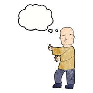 cartoon tough man with thought bubble N22