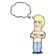 cartoon annoyed man with folded arms thought bubble N21