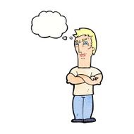 cartoon annoyed man with folded arms thought bubble N22