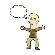 cartoon startled man with thought bubble N52