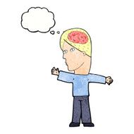 cartoon man with brain thought bubble N11