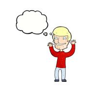 cartoon excited man with thought bubble N71