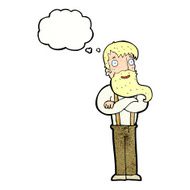 cartoon bearded hipster man with thought bubble N11