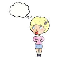 cartoon surprised woman with thought bubble N252