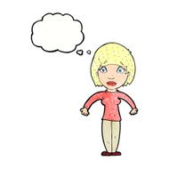 cartoon surprised woman with thought bubble N253