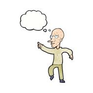 cartoon angry old man with thought bubble N144