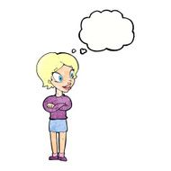 cartoon pretty woman with thought bubble N281