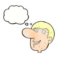 cartoon happy male face with thought bubble N20