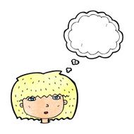 cartoon female face with thought bubble N156