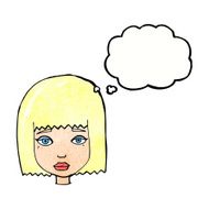 cartoon female face with thought bubble N157