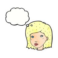 cartoon female face with thought bubble N158