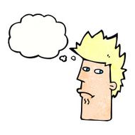 cartoon nervous expression with thought bubble N7