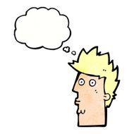 cartoon surprised face with thought bubble N20
