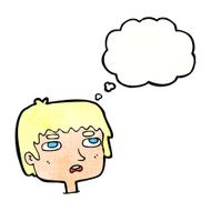 cartoon unhappy face with thought bubble N21