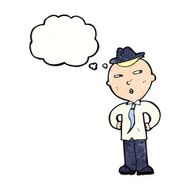 cartoon man wearing hat with thought bubble N11