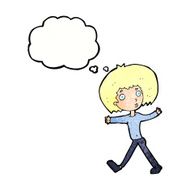 cartoon surprised man walking with thought bubble N11