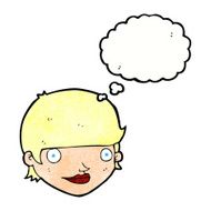 cartoon happy female face with thought bubble N193