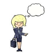 cartoon businesswoman pointing with thought bubble N11