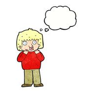 cartoon worried boy with thought bubble N32