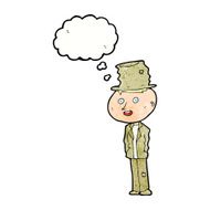 cartoon funny hobo man with thought bubble N9