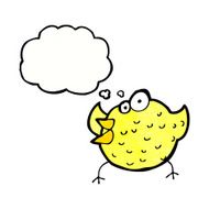 cartoon happy bird with thought bubble N37