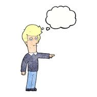 cartoon pointing man with thought bubble N90