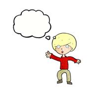 cartoon panicking boy with thought bubble N11