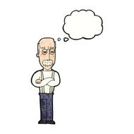 cartoon annoyed old man with thought bubble N71