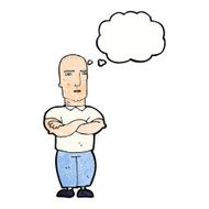 cartoon annoyed bald man with thought bubble N11